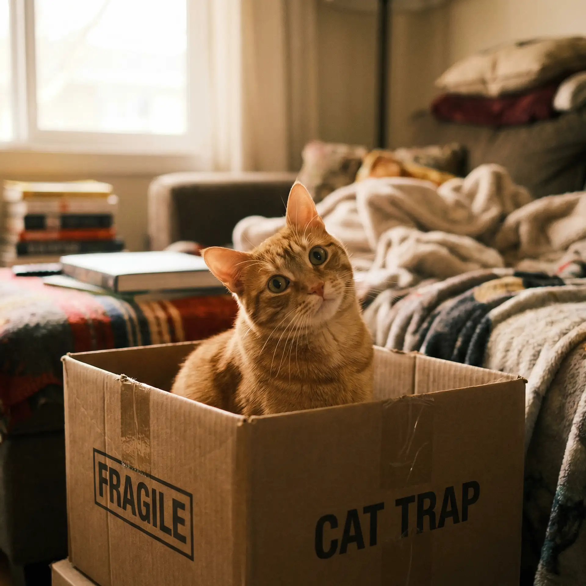 橘猫躲在纸箱里 - p站视频网页
